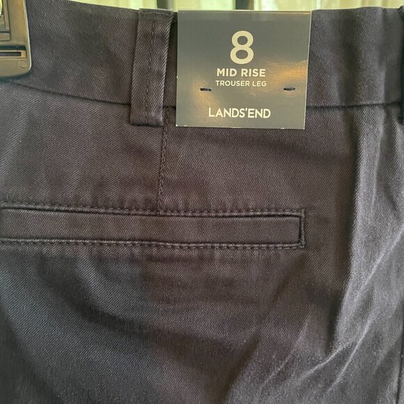 NWT Womens Lands End Mid Rise Trouser Leg Pants Navy Blue Size 8 - Picture 5 of 5
